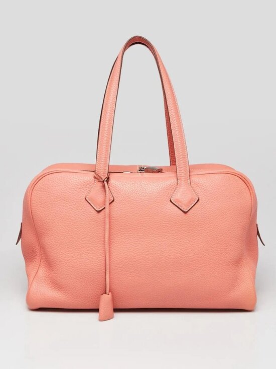 Hermes Handbags - Hermes 35cm Crevette Clemence Leather Victoria II Bag